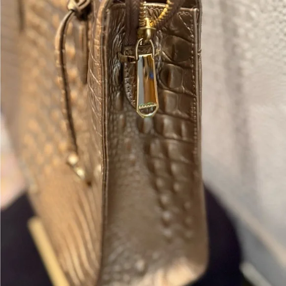 Brahmin Gold Metallic Crocodile Embossed Anywhere Tote - Picture 3 of 16